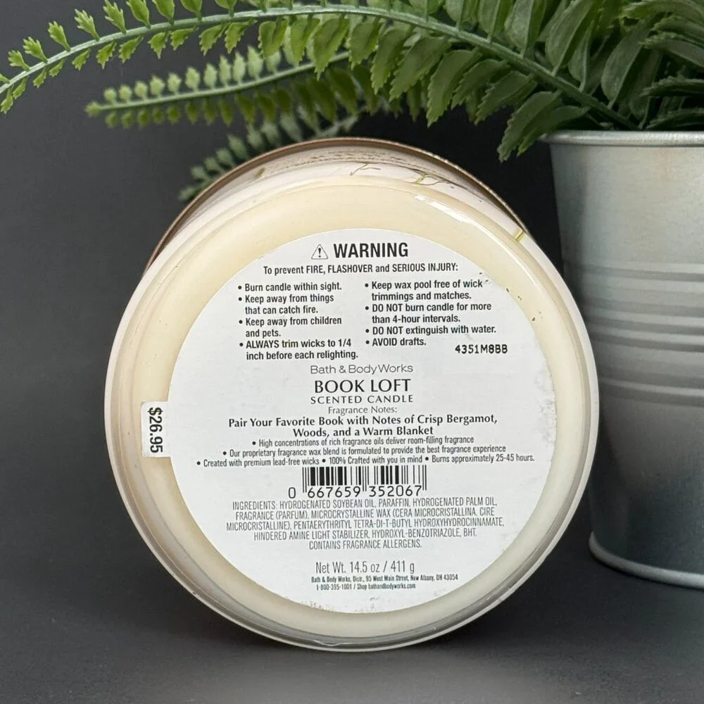 BBW Book Loft Bath & Body Works 3 Wick Candle